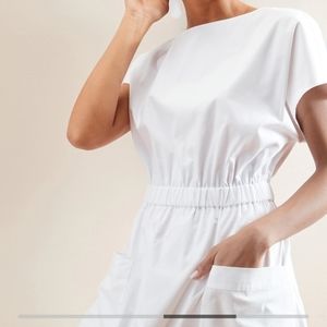 Organic cotton elastic waist midi dress